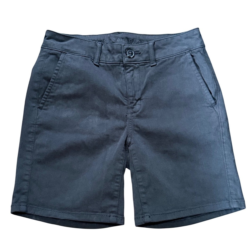 American Eagle Womens Black Stretch Skinny Bermuda Shorts Casual Size 0